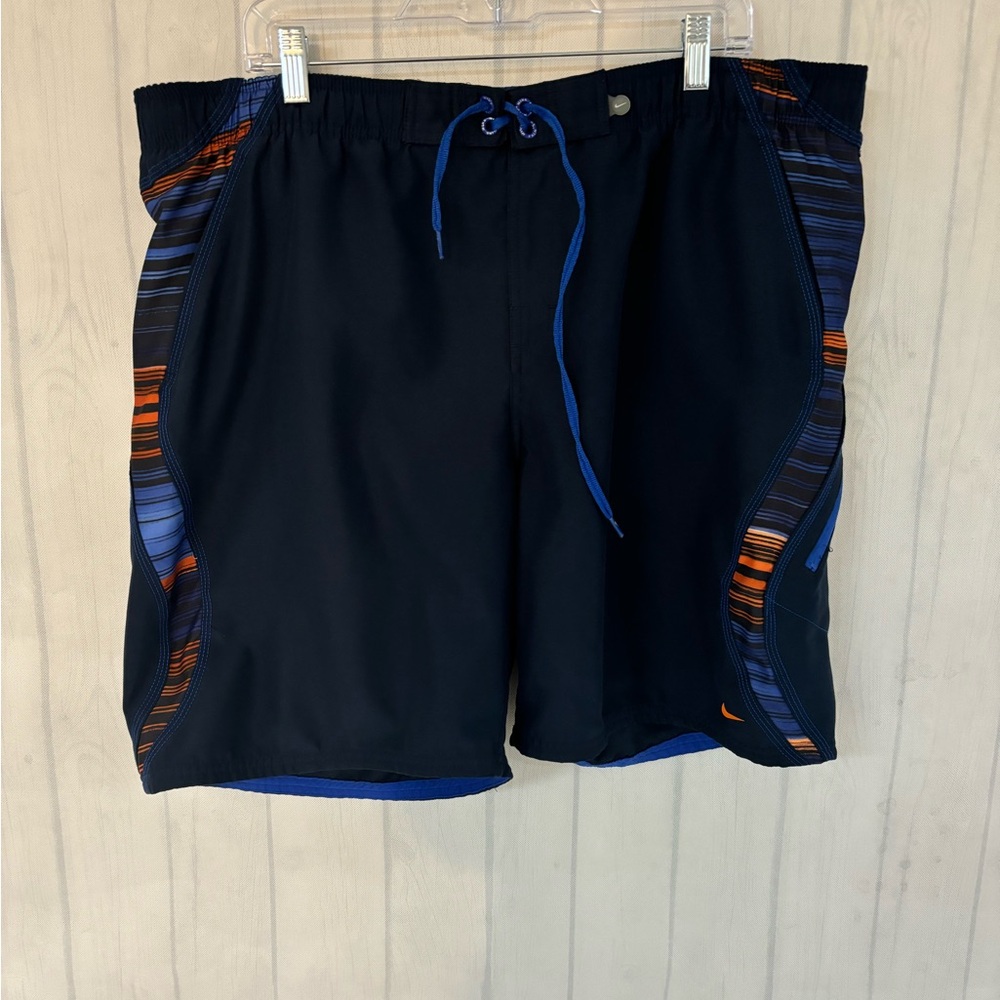 Nike Mens Board Shorts Size XL Blue Orange Swim Trunks Beach Vacation Po…